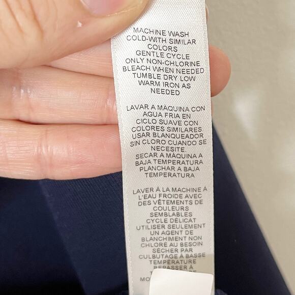 Easywear Chico's Women's Open Front Jacket L Navy Blue Zipper Pockets Shawl Neck - Picture 9 of 10